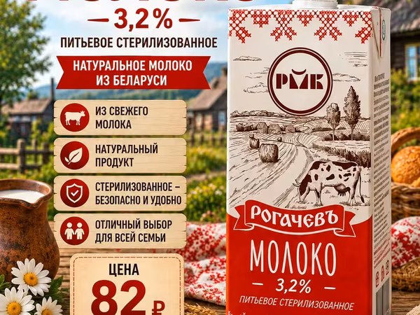 Молоко рогачев 3.2%